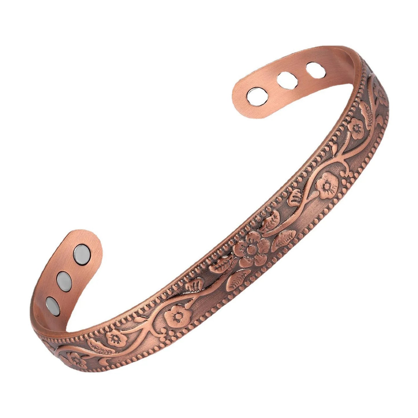Magnetic Bracelet Retro Flower Ring Bracelet Set Adjustable for Men and Women