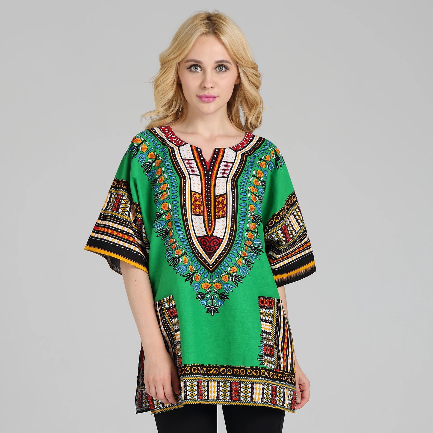 Traditional African Dashiki Shirt in Light Thin Grade Batik 100% Cotton