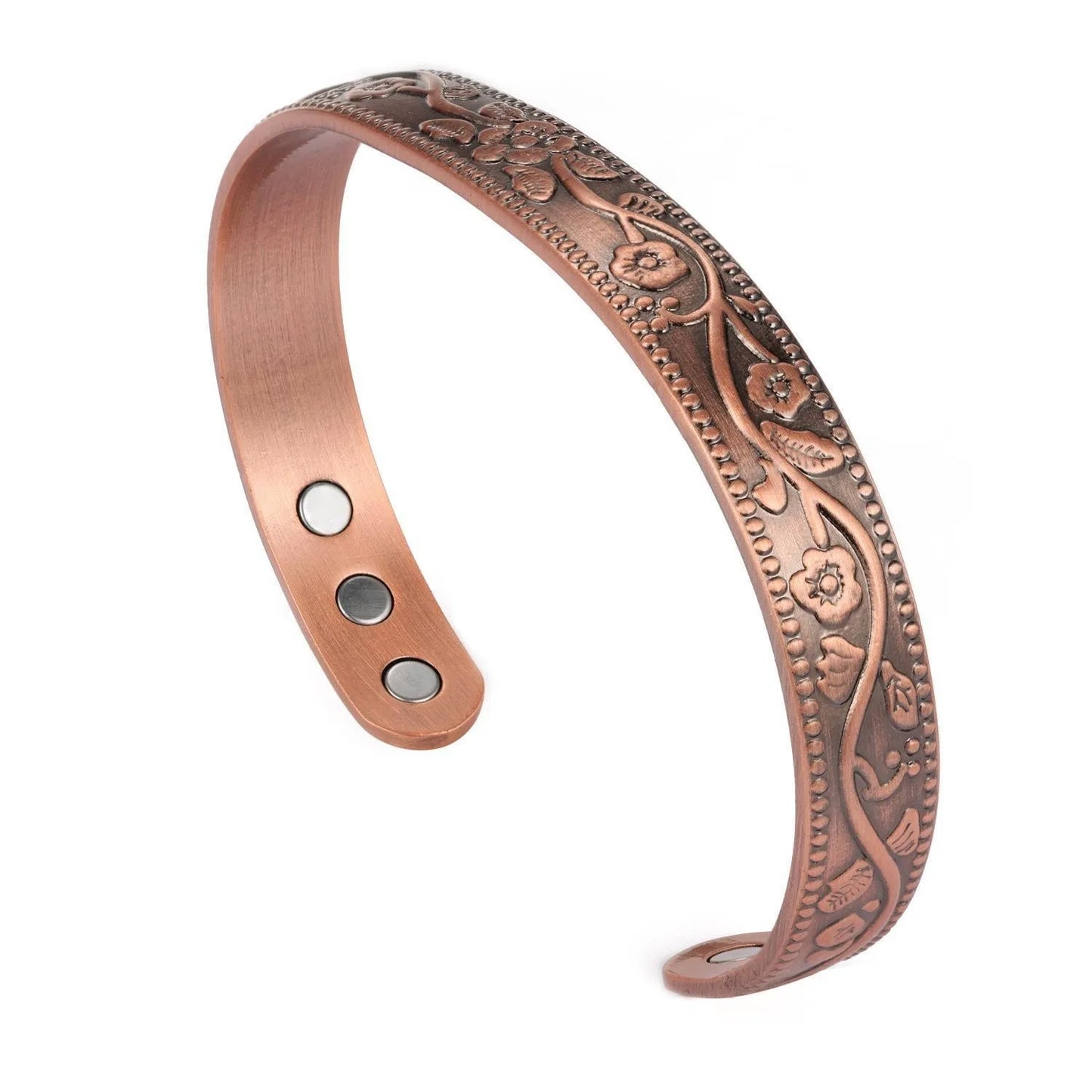 Magnetic Bracelet Retro Flower Ring Bracelet Set Adjustable for Men and Women