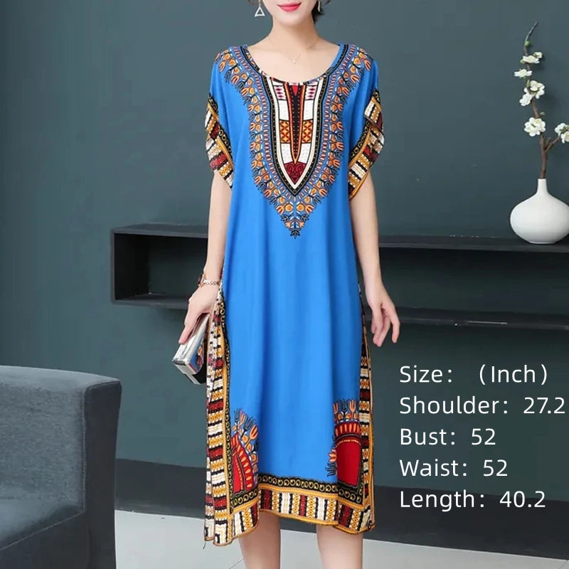 Women's Holiday Dress Batwing Short Sleeve Straight Dress Sweet Lady's Mid-Dress