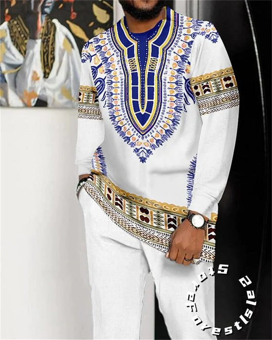 African Man Traditional Outfit Oversized Casual Fashion Dashiki Clothing Long Sleeve