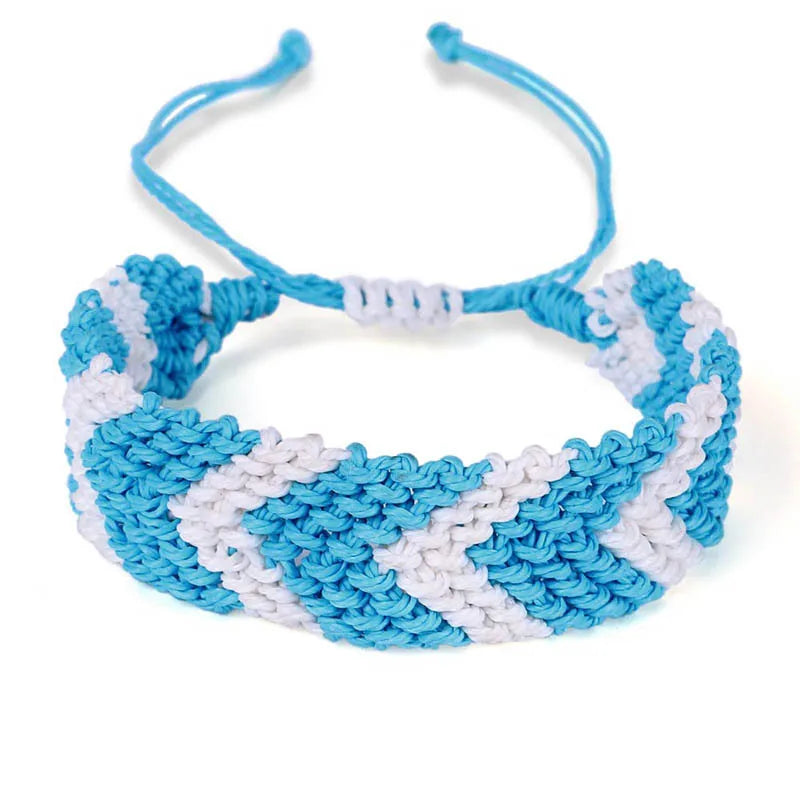 Boho Waxed String Braided Candy Stripe Chevrons V Shape Tribal Bracelet Women Men