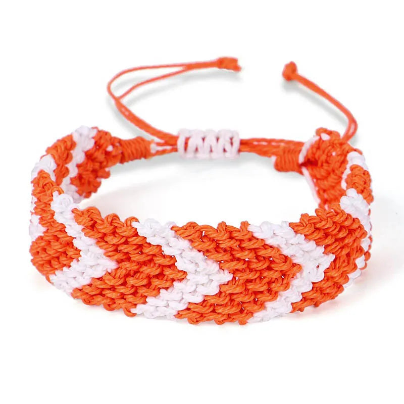 Boho Waxed String Braided Candy Stripe Chevrons V Shape Tribal Bracelet Women Men