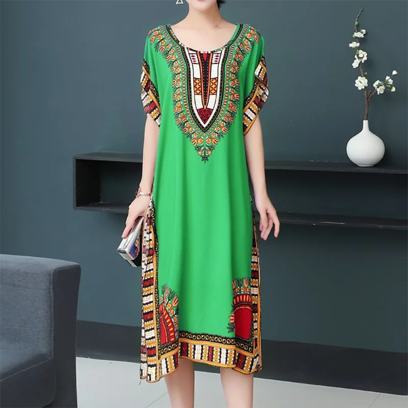 Women's Holiday Dress Batwing Short Sleeve Straight Dress Sweet Lady's Mid-Dress