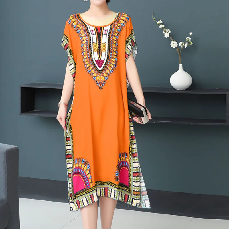 Women's Holiday Dress Batwing Short Sleeve Straight Dress Sweet Lady's Mid-Dress