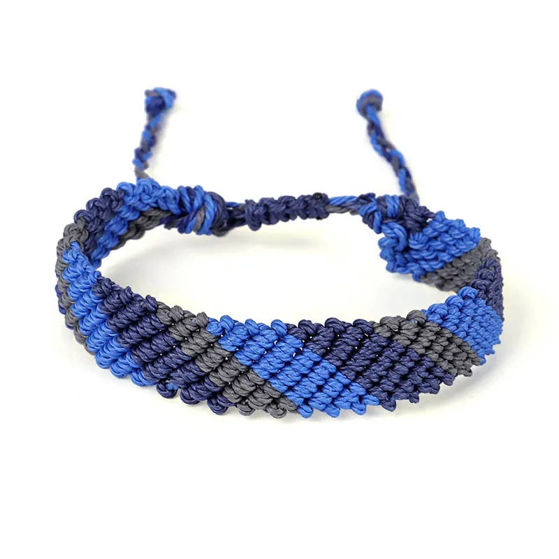 Boho Waxed String Braided Candy Stripe Chevrons V Shape Tribal Bracelet Women Men