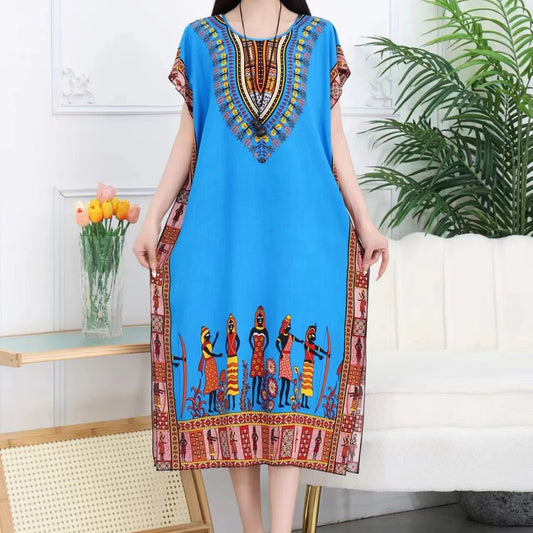 Beach Dress Chic Women's Holiday Dress_Blue_One Maternity Size